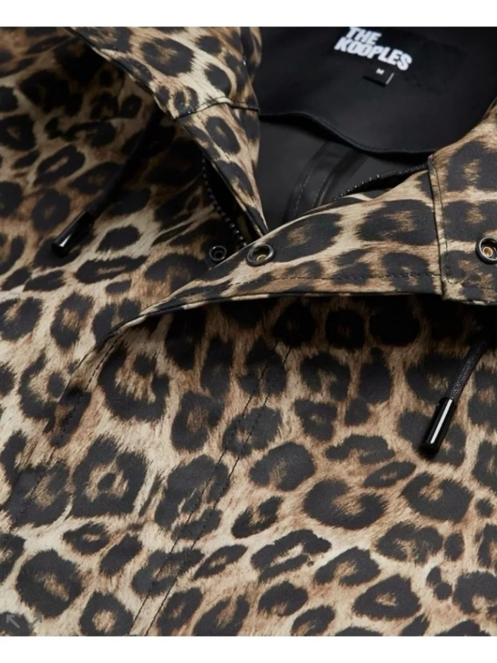 The Kooples Leopard Print Waterproof Parka Jacket Size 1 (Small) NWT